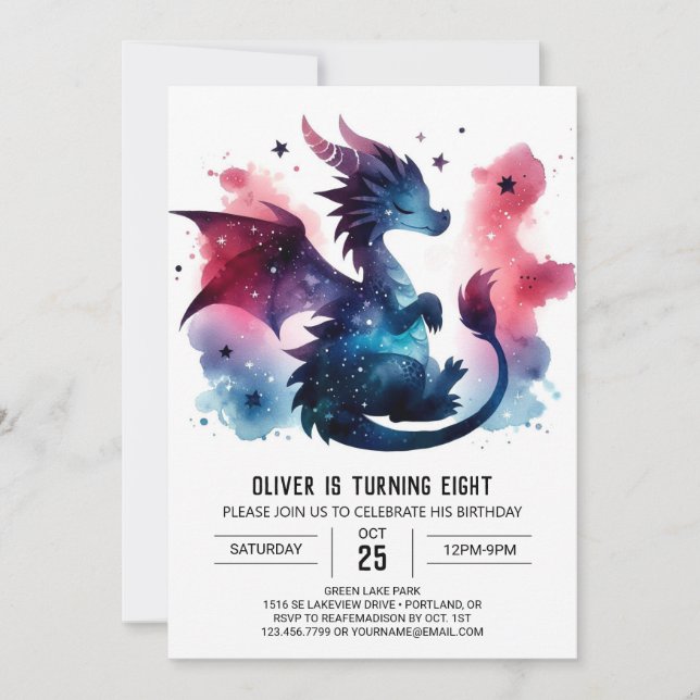 Warm Winged Dragon Birthday Children Invitation (Front)