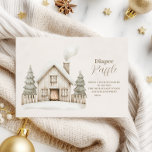 Warm Winter Cottage Diapper Raffle Enclosure Card<br><div class="desc">Celebrate the arrival of a little one with this cosy winter baby shower design. A charming hand-painted cottage with a glowing fireplace sits nestled between snow-covered pines,  creating a peaceful woodland setting. The soft taupe tones and minimal Nordic aesthetic bring warmth and rustic elegance to your seasonal celebration.</div>