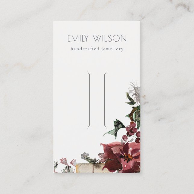 Warm Winter Festive Foliage Bow Hair Clip Display Business Card (Front)