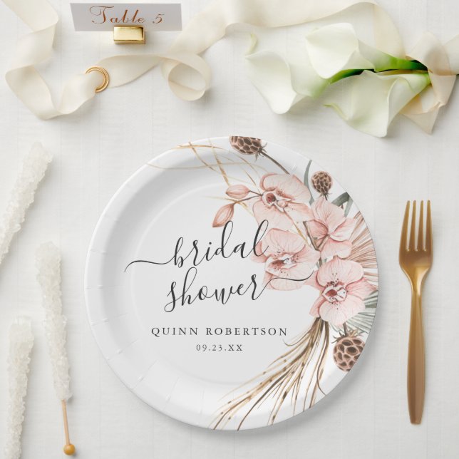 Warm Winter Orchid | Floral Bridal Shower Paper Plate (Wedding)
