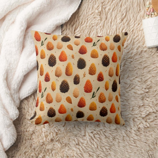 Warm Winter Pinecones Pattern Cushion (Blanket)