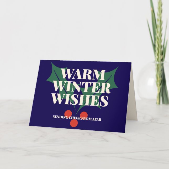 Warm Winter Wishes Christmas Holly Photo Card (Front)