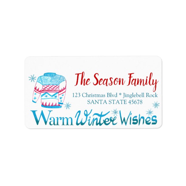 Warm Winter Wishes Christmas Sweater Label (Front)