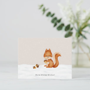 Warm Winter Wishes Cute Squirrel In The Snow Card