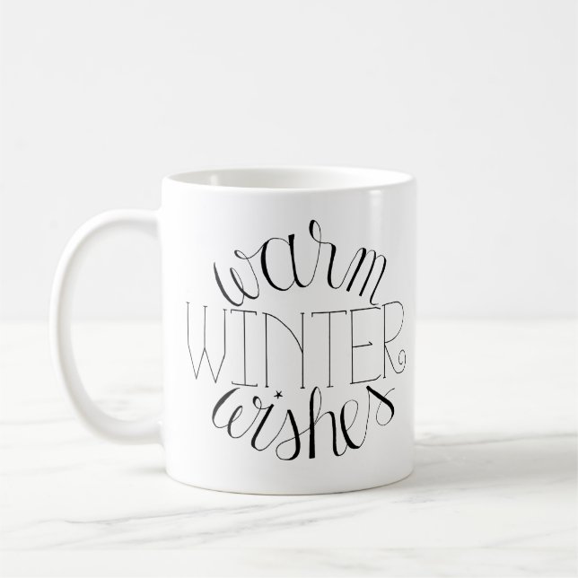 Warm Winter Wishes Hand-Lettered Mug (Left)