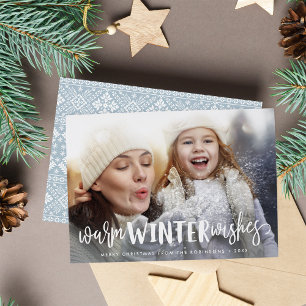 Warm Winter Wishes   Holiday Photo Card