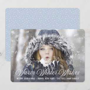 Warm Winter Wishes Modern Script Holiday Photo Card