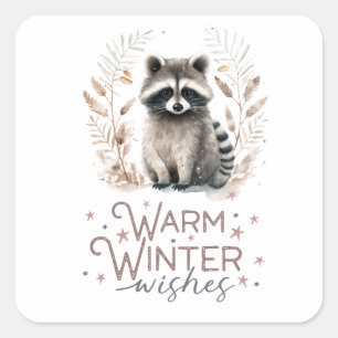 Warm Winter Wishes  Square Sticker