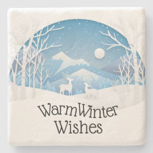 Warm Winter Wishes Stone Coaster