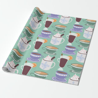 Warm Wintery Drinks Print Wrapping Paper