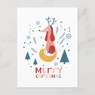 Warm wish Cute Dog Postcard in Christmas