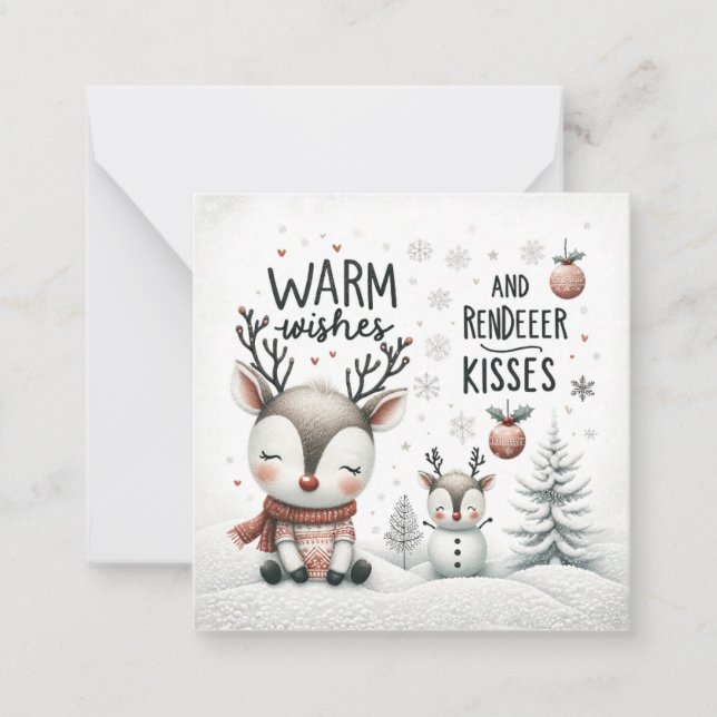 Warm wishes and reindeer kisses greeting card (Front)