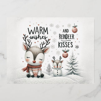 Warm wishes and reindeer kisses postcard