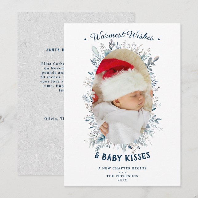 Warm Wishes Baby Kisses Holidays Chic Announcement (Front/Back)