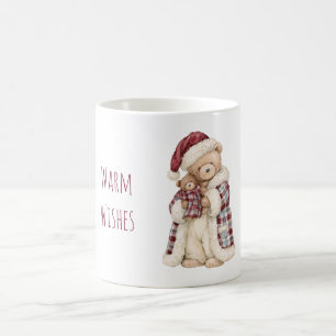 Warm Wishes Bear Red Santa Hat Coffee Mug