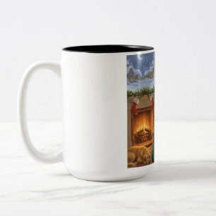 Warm Wishes by the Fireplace Two-Tone Coffee Mug