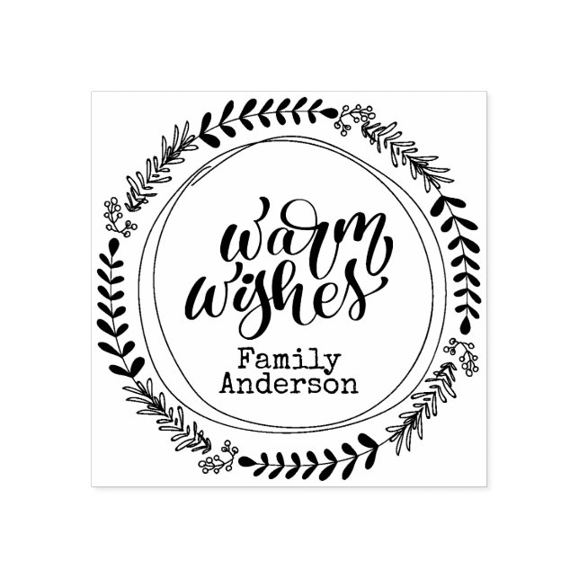 WARM WISHES Calligraphy Personalised NAME Rubber Stamp (Imprint)