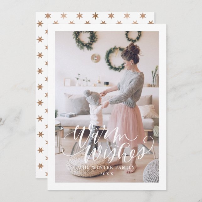 Warm Wishes Christmas Card Flat Holiday Card (Front/Back)