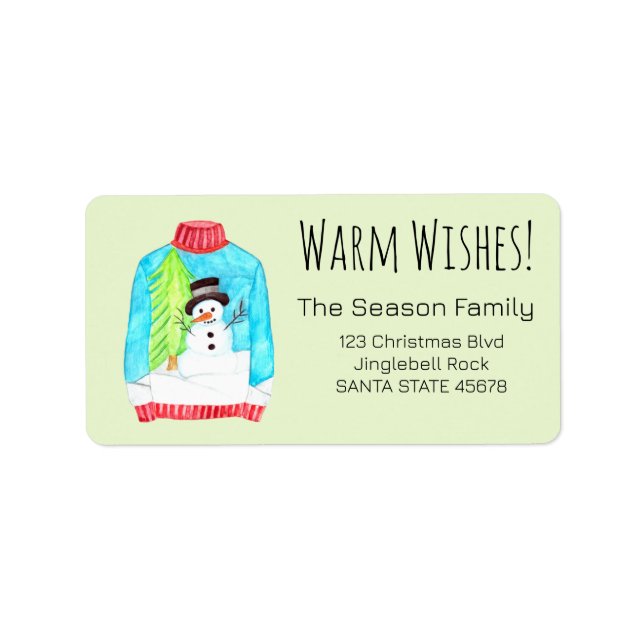Warm Wishes Christmas Sweater Label (Front)