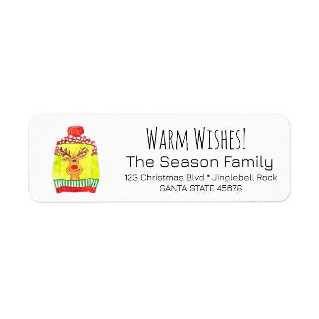 Warm Wishes Christmas Sweater Label (Front)