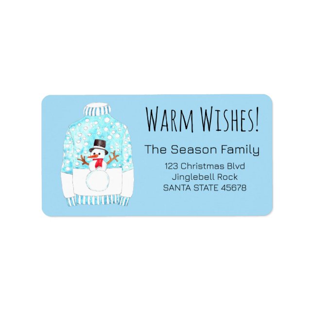 Warm Wishes Christmas Sweater Label (Front)