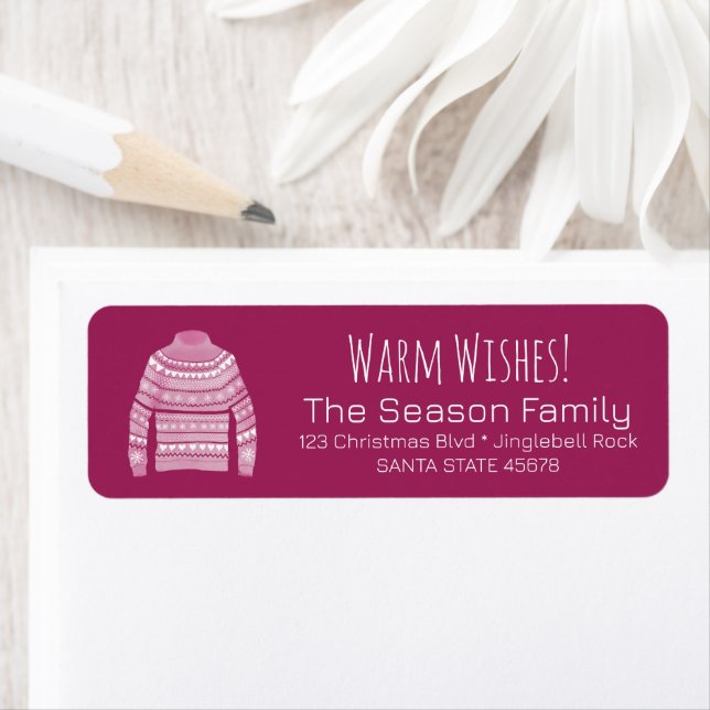 Warm Wishes Christmas Sweater Label (Insitu)