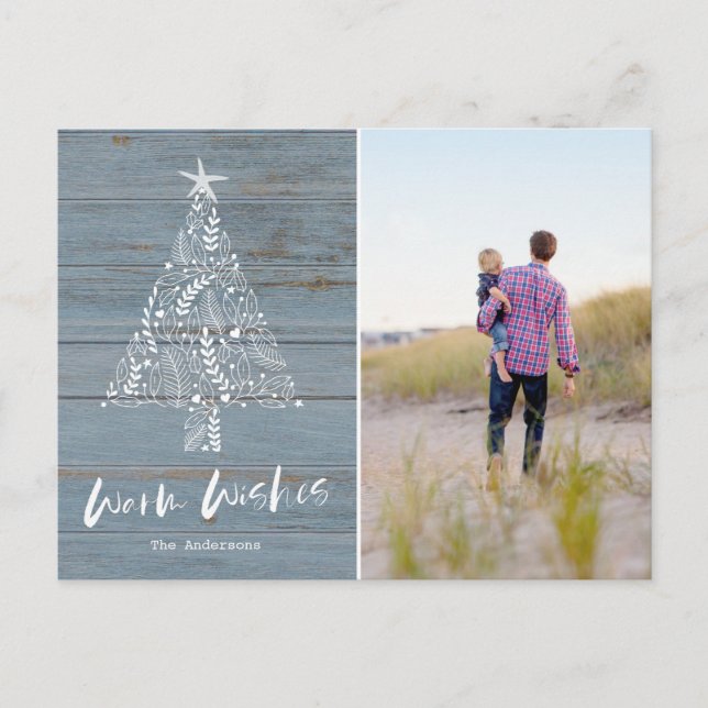 Warm Wishes Coastal Beach Florida Family Photo Holiday Postcard (Front)
