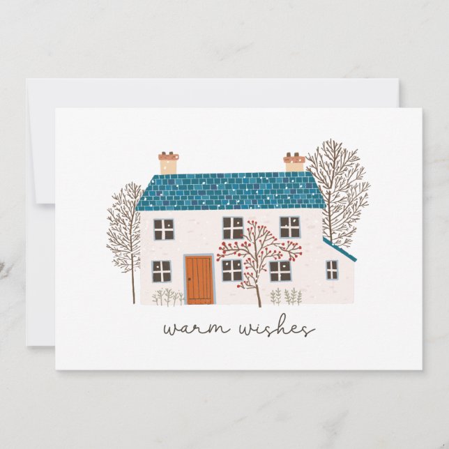 Warm Wishes Cosy Christmas Home Holiday Card (Front)