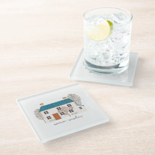 Warm Wishes Cosy Holiday Home Christmas Glass Coaster