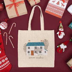 Warm Wishes Cosy Holiday Home Christmas Tote Bag