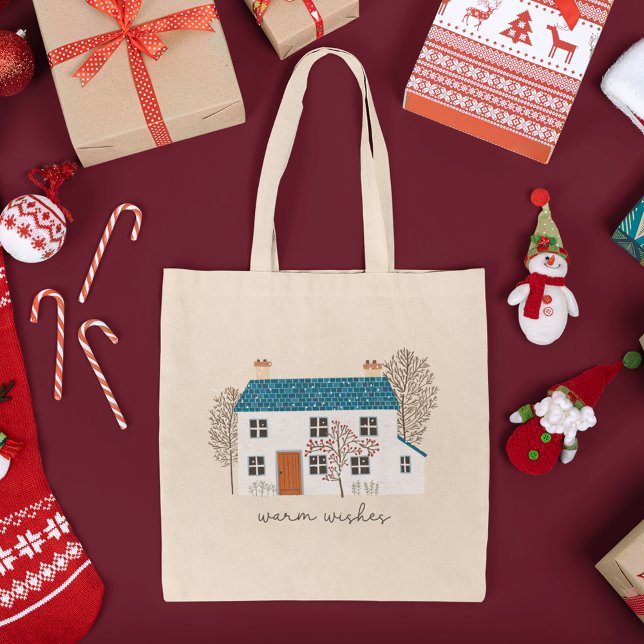 Warm Wishes Cosy Holiday Home Christmas Tote Bag (Creator Uploaded)