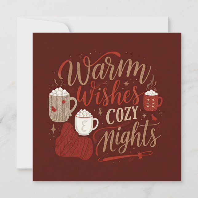 Warm Wishes & Cosy Nights - Celebrate the Comfort  Holiday Card (Front)