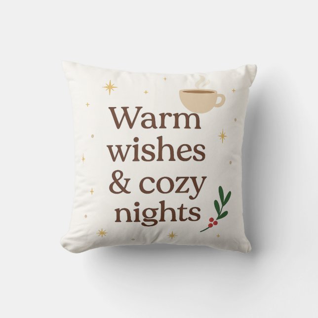 Warm Wishes & Cozy Nights – Minimalist Holiday  Cushion (Front)
