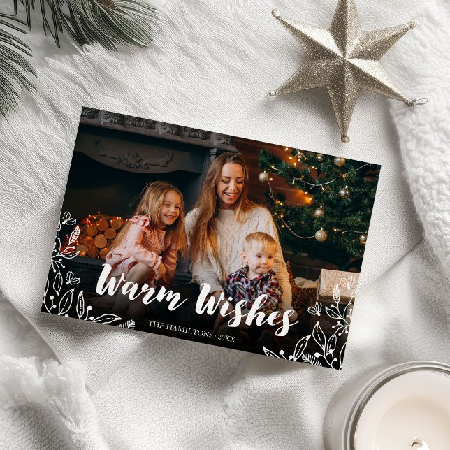 Warm Wishes Cute Winter Foliage Photo Christmas Invitation (Creator Uploaded)