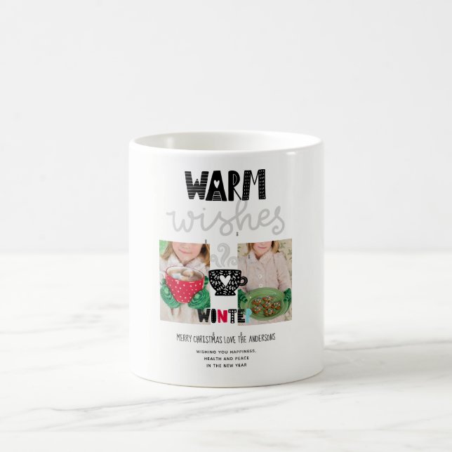 Warm Wishes Doodle Christmas PHOTO Keepsake Coffee Mug (Center)