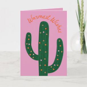 Warm Wishes Festive Cactus Holiday Greeting Card