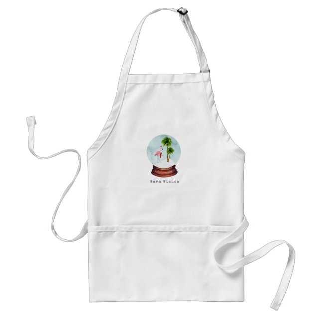 Warm Wishes Flamingo Snow Globe Standard Apron (Front)