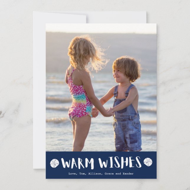 Warm Wishes Florida Beach Family Photo Christmas Holiday Card (Front)