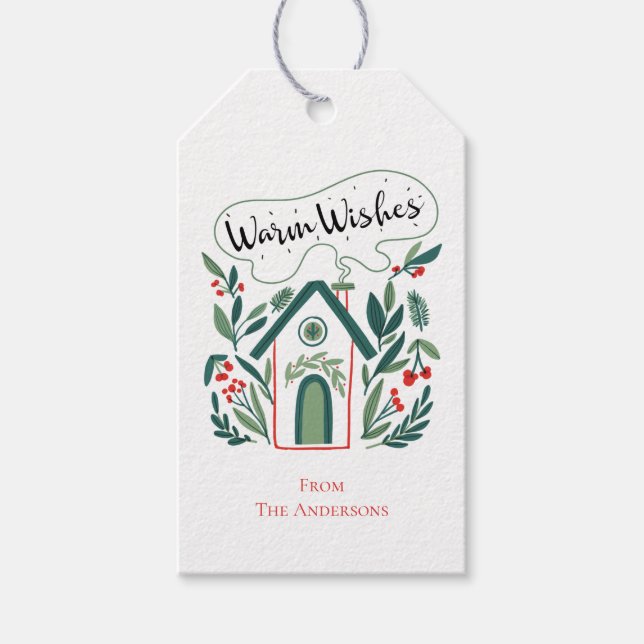 Warm Wishes Holiday Home Gift Tags (Front)