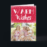 Warm Wishes Holiday Photo Greeting Card / Red<br><div class="desc">Please replace the template image with a photo of your own prior to purchasing.</div>