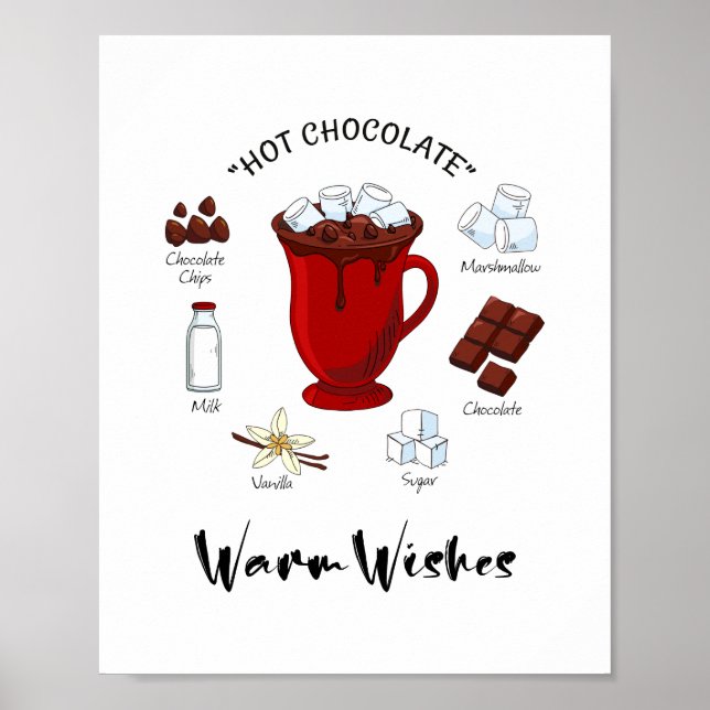 Warm Wishes Hot Chocolate Holiday Poster (Front)