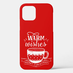 Warm Wishes Hot Cup Coffee Cocoa Red White iPhone 12 Case