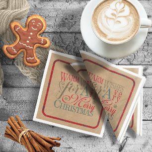 Warm Wishes Kraft & Tartan Red/Green ID589 Napkin