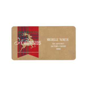 Warm Wishes Kraft & Tartan Red ID589 Label