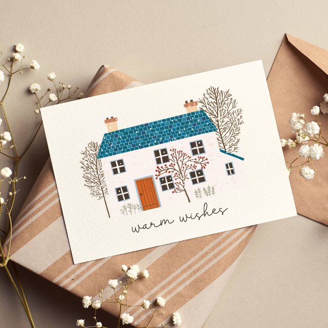 Warm Wishes Non-Denominational Folded Holiday Card (Warm Wishes Non-Denominational Folded Holiday Card for Coworkers )