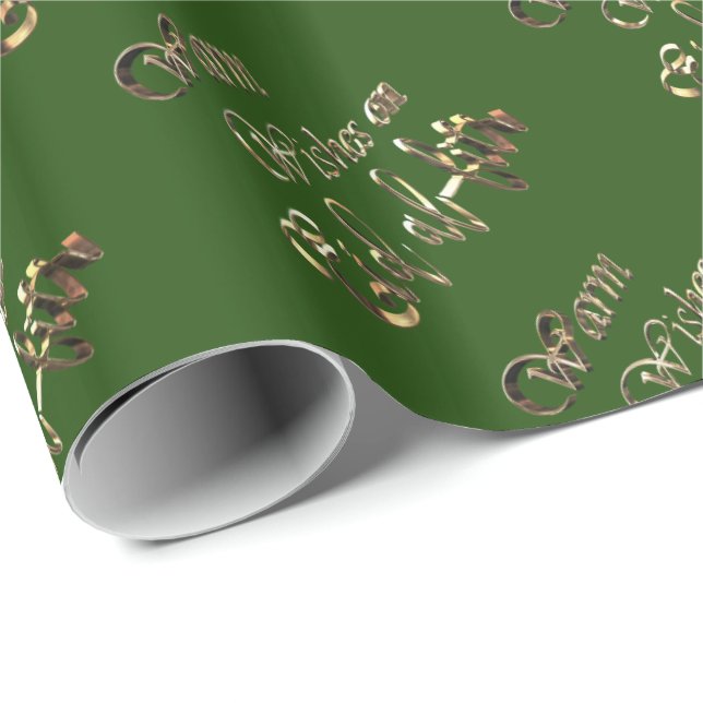 Warm Wishes on Eid al-Fitr Green Gold Typography Wrapping Paper (Roll Corner)