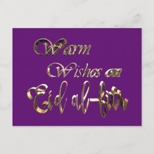 Warm Wishes on Eid al-Fitr Purple Gold Typography Postcard