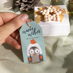 Warm Wishes   Personalised Winter Owl Gift Tags