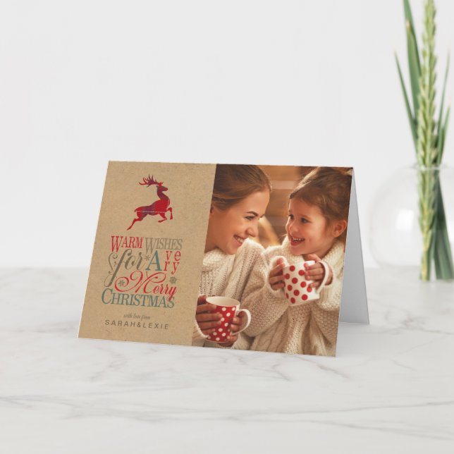 Warm Wishes Photo Kraft & Tartan Red ID589 Card (Front)