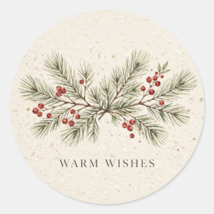 Warm Wishes Pine Mini Candle Favour Label